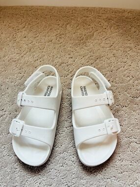 Harper Canyon White Adjustable Twin-Strap Kids Sandals